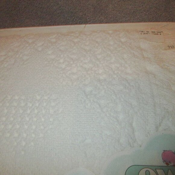 VTG Owen HONEYCOMB Hearts BABY Blanket AFGHAN Jacquard FRINGE Soft COTTON Crib - Picture 3 of 8